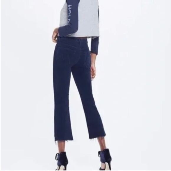 NWT Mother Denim NWOT Insider Crop Step Fray in Navy Corduroy - Picture 2 of 15